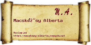 Macskásy Alberta névjegykártya